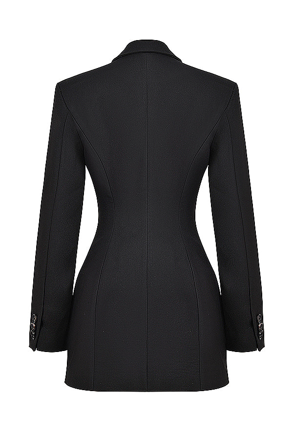 Women's Black Mini Blazer Dress with Tailored Fit