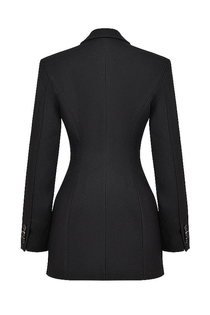 Women's Black Mini Blazer Dress with Tailored Fit