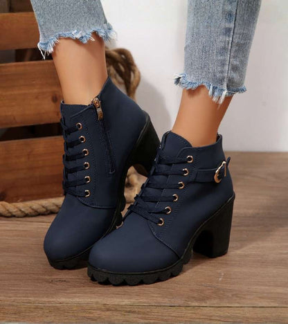 Maisie | Women's Brown Ankle Lace-Up Boots