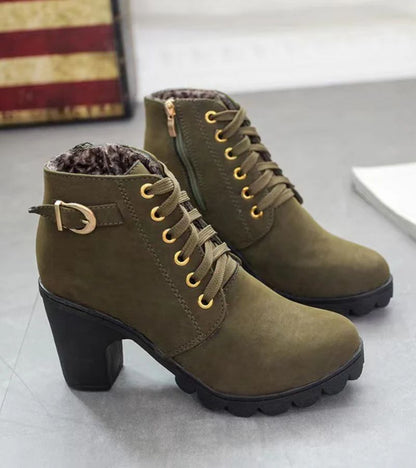 Maisie | Women's Brown Ankle Lace-Up Boots
