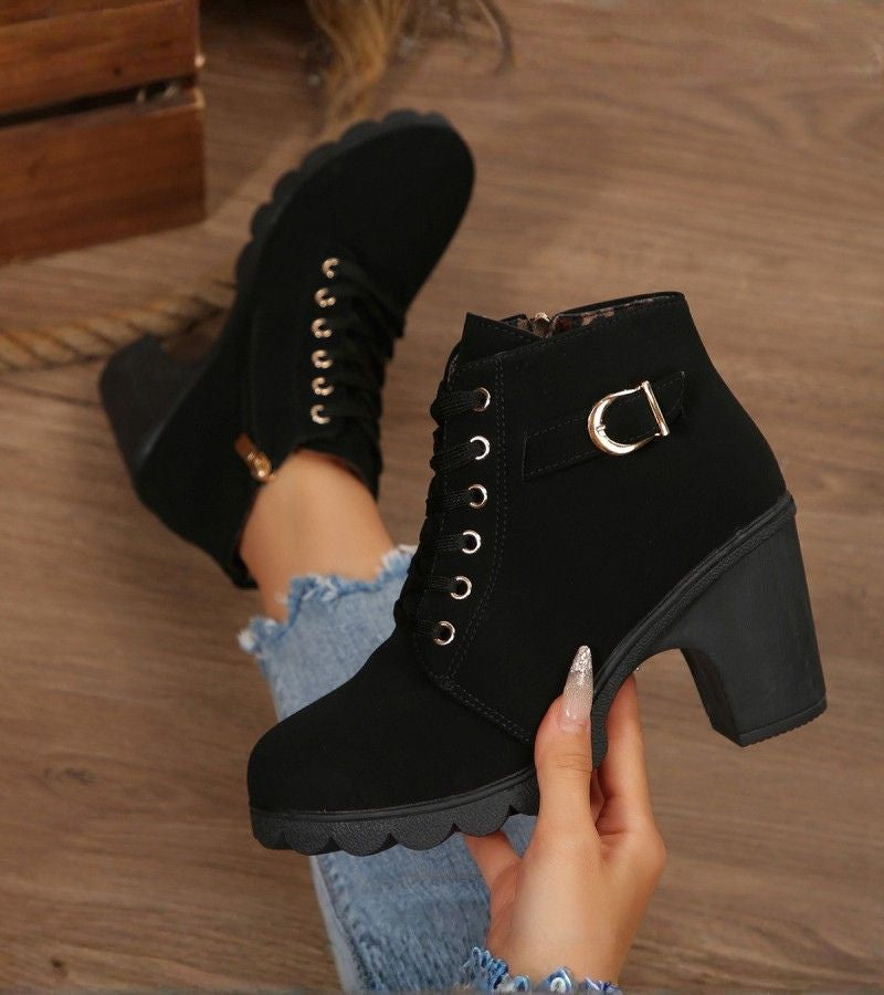 Maisie | Women's Brown Ankle Lace-Up Boots
