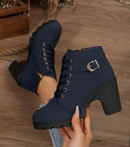 Maisie | Women's Brown Ankle Lace-Up Boots