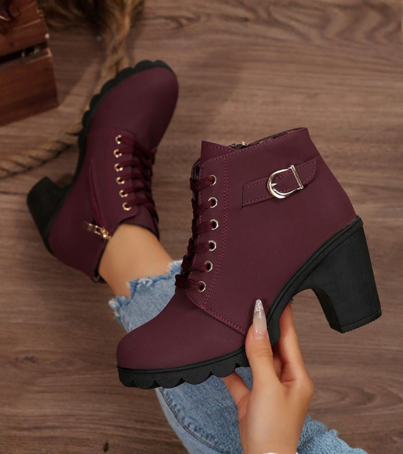 Maisie | Women's Brown Ankle Lace-Up Boots