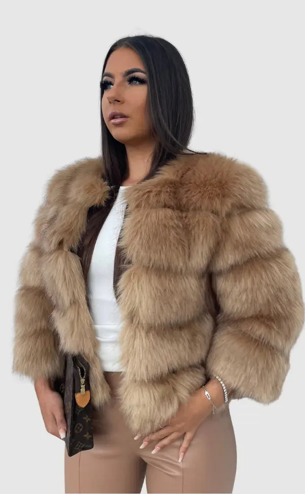 Women's Bubble Faux Fur Coat – Fluffy Statement Fur Coat