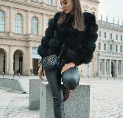 Women's Bubble Faux Fur Coat – Fluffy Statement Fur Coat