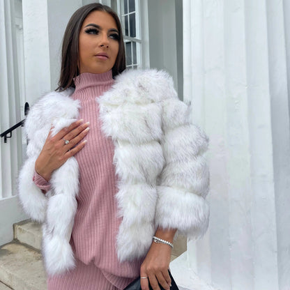 Women's Bubble Faux Fur Coat – Fluffy Statement Fur Coat