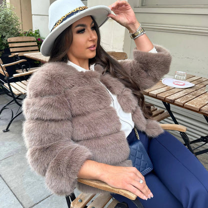 Women's Bubble Faux Fur Coat – Fluffy Statement Fur Coat