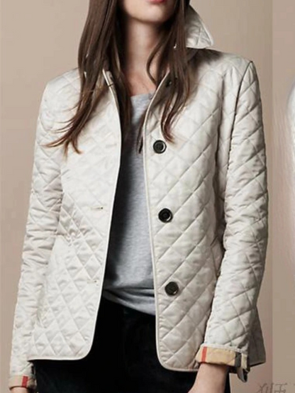 Women's Casual Quilted Jacket with Turned-Down Collar