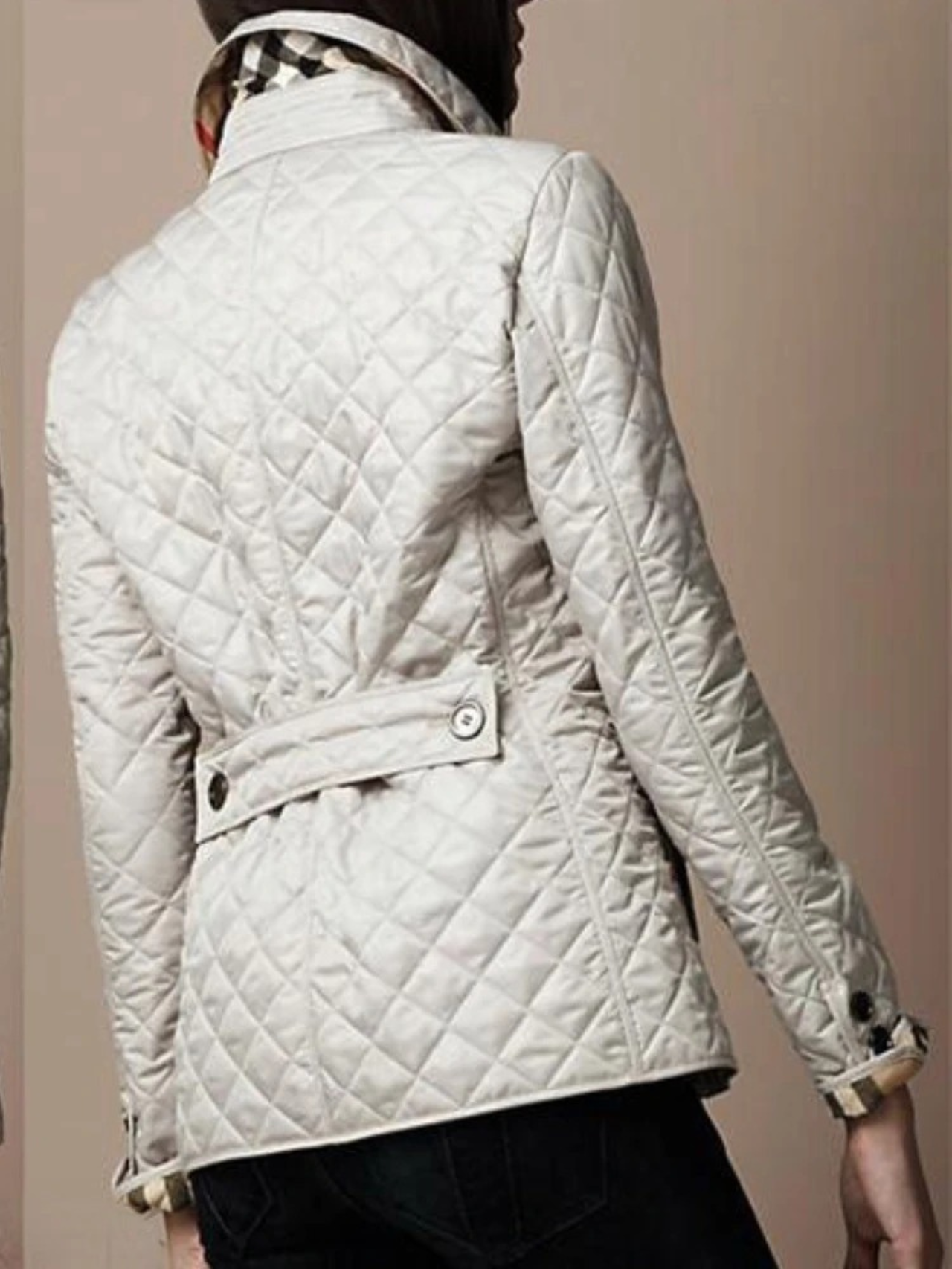 Women's Casual Quilted Jacket with Turned-Down Collar