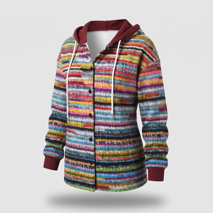 Women's Check Hooded Coat – Single-Breasted Plaid Winter Coat