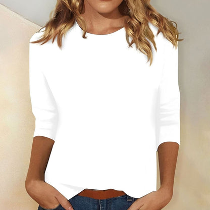 Women's Crew Neck 3/4 Sleeve Casual Everyday Top
