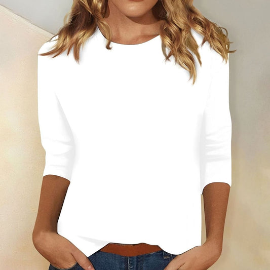 Women's Crew Neck 3/4 Sleeve Casual Everyday Top