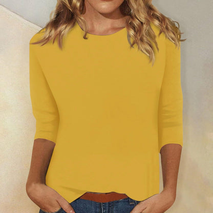 Women's Crew Neck 3/4 Sleeve Casual Everyday Top