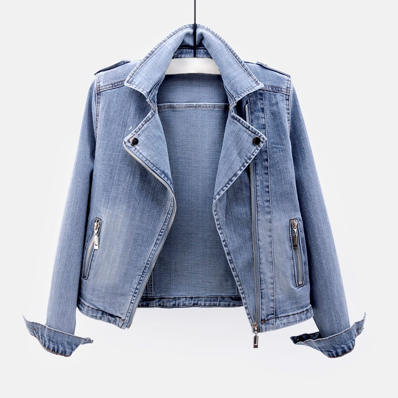 Women's Button-Closure Denim Jacket with Pockets