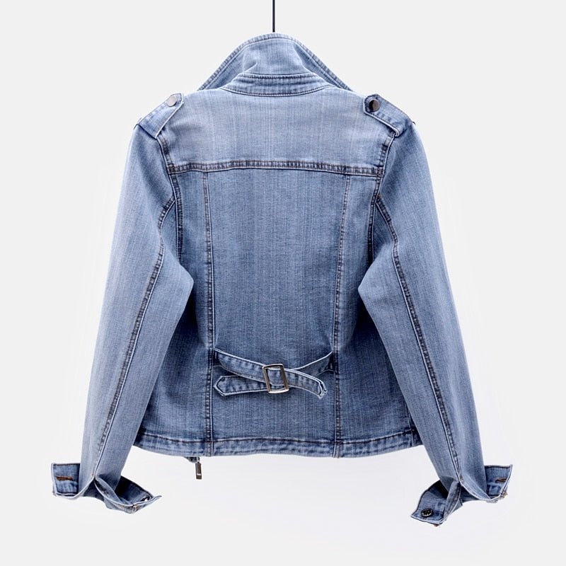 Women's Button-Closure Denim Jacket with Pockets