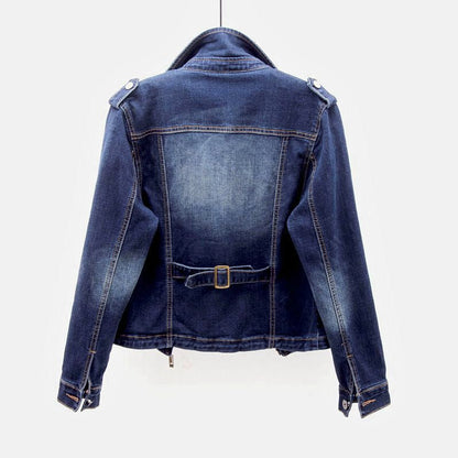Women's Button-Closure Denim Jacket with Pockets