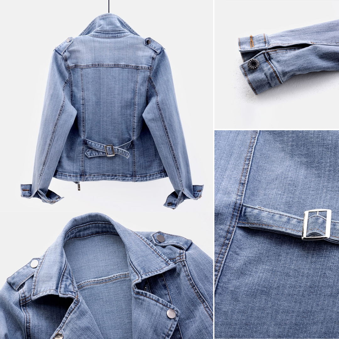 Women's Button-Closure Denim Jacket with Pockets