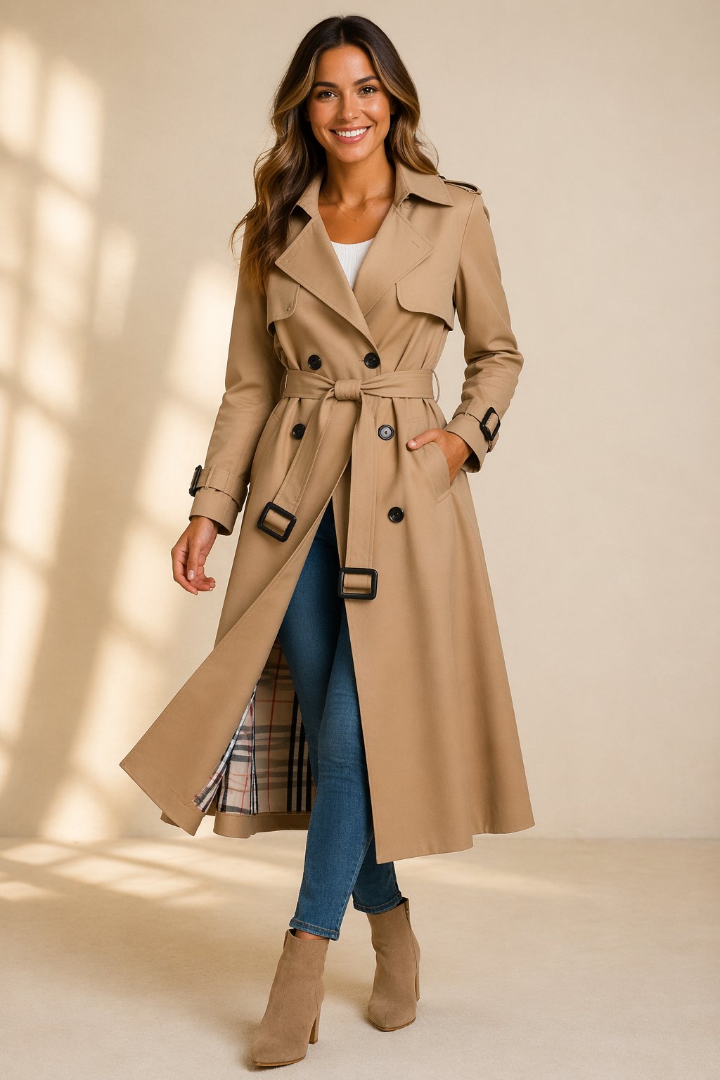 Eliza | Women's Double-Breasted Trenchcoat with Belt