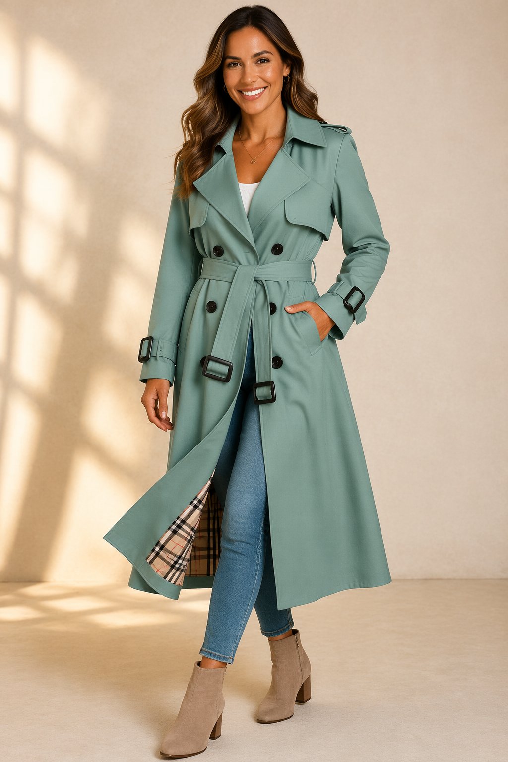 Eliza | Women's Double-Breasted Trenchcoat with Belt
