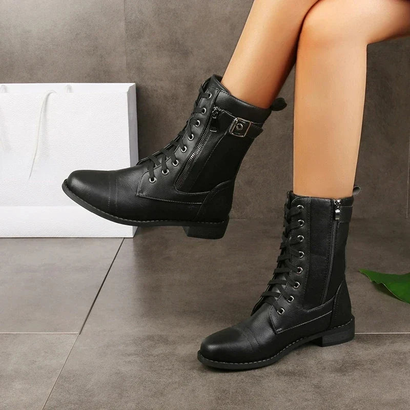 Grace | Women's Leather Ankle Boots Lace-Up