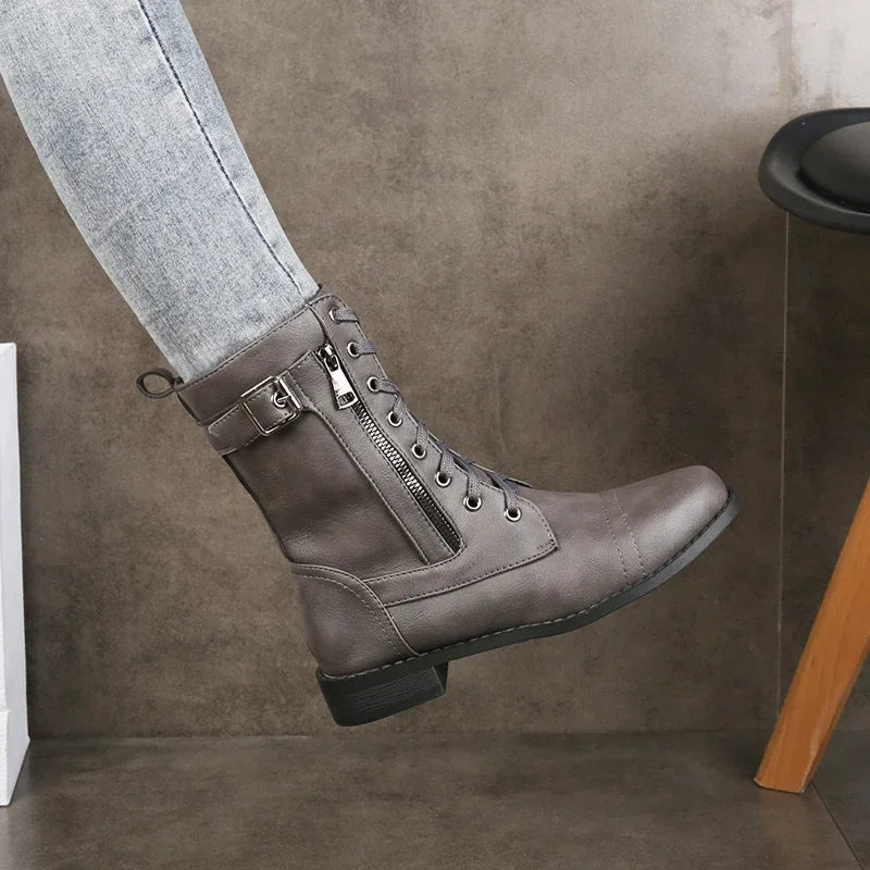 Grace | Women's Leather Ankle Boots Lace-Up