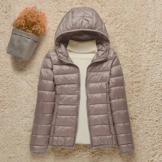 Amelia | Women's Lightweight Hooded Quilted Jacket Packable Down Puffer