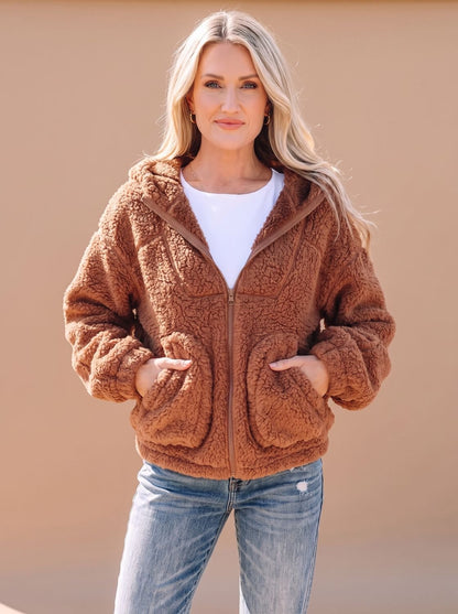 Willow | Women's Relaxed-Fit Hooded Teddy Zip Up Jacket