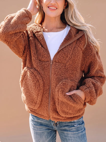 Willow | Women's Relaxed-Fit Hooded Teddy Zip Up Jacket