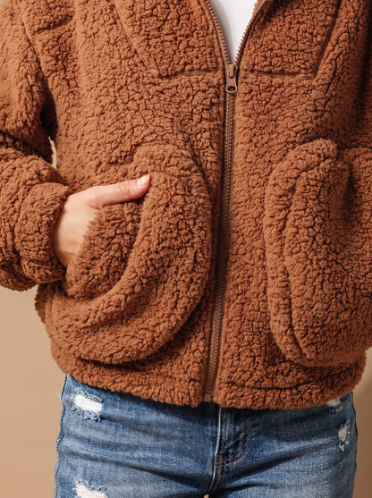 Willow | Women's Relaxed-Fit Hooded Teddy Zip Up Jacket