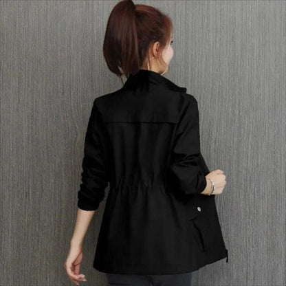 Women's Spring Trench Coat with Adjustable Waist