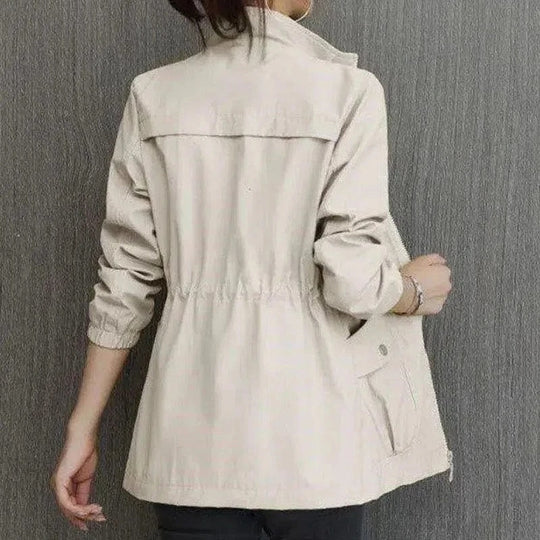 Women's Spring Trench Coat with Adjustable Waist