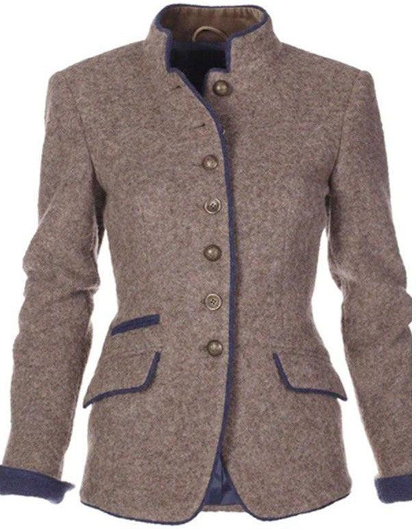 Women's Tailored Blazer Jacket with Stand Collar