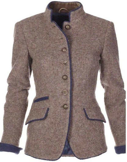 Women's Tailored Blazer Jacket with Stand Collar