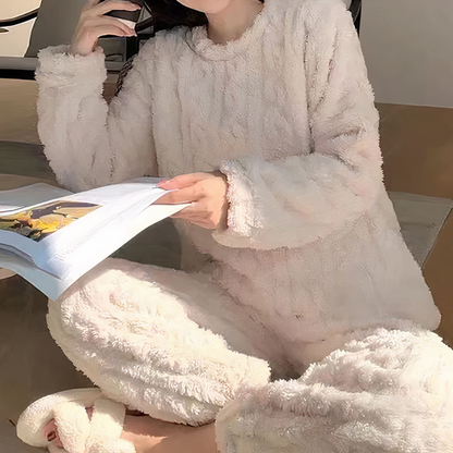 Women's Warm Fleece Pajama Set - Cozy Sleepwear