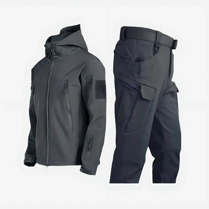 Women's waterproof outdoor tactical set with hooded jacket and cargo trousers