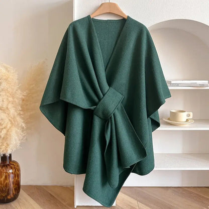Women's Windproof Poncho Shawl Coat