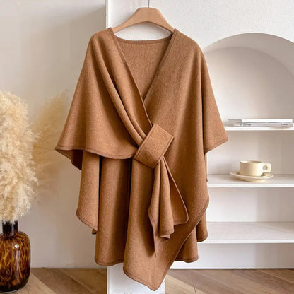 Women's Windproof Poncho Shawl Coat
