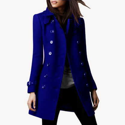 Women's Peacoat - Double-Breasted Mid-Length Elegance