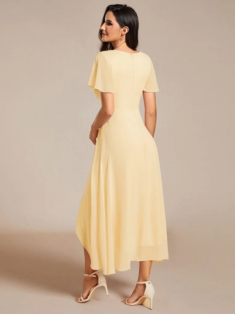 A-Line Midi Wedding Guest Dress | Chiffon