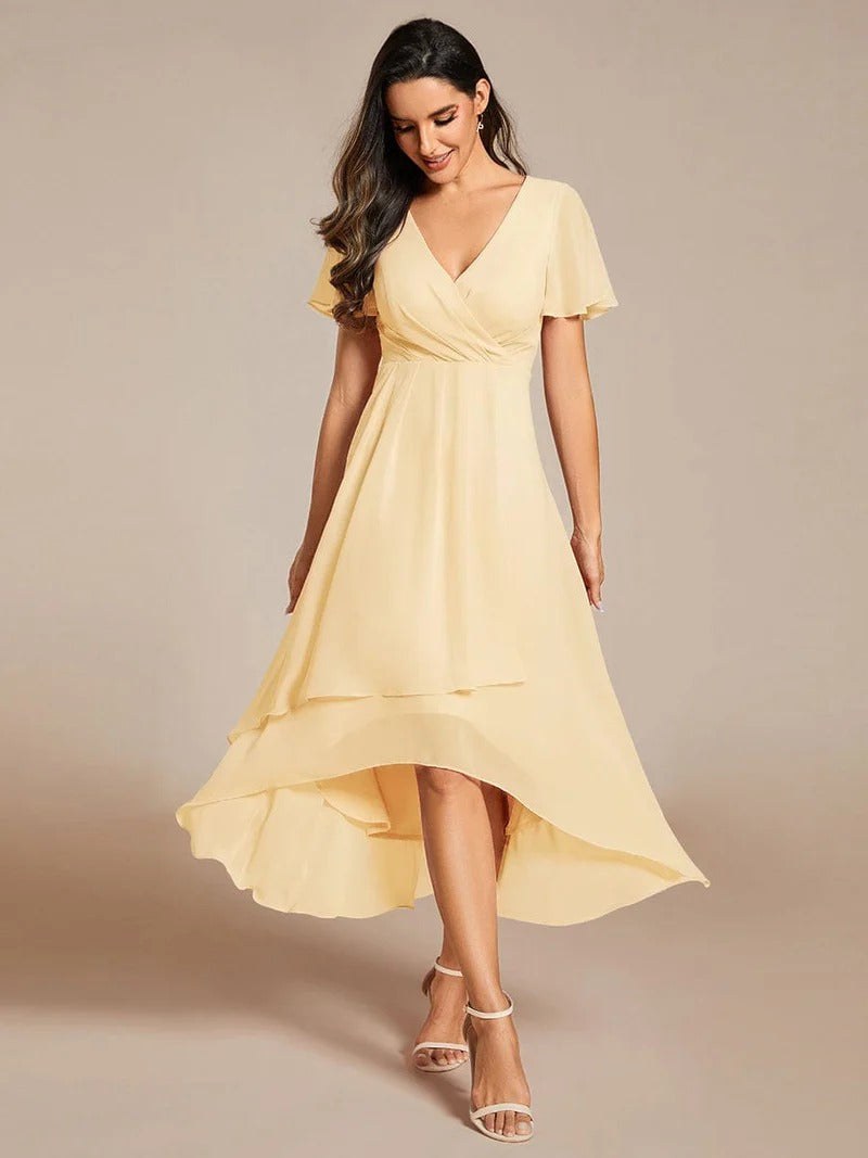 A-Line Midi Wedding Guest Dress | Chiffon